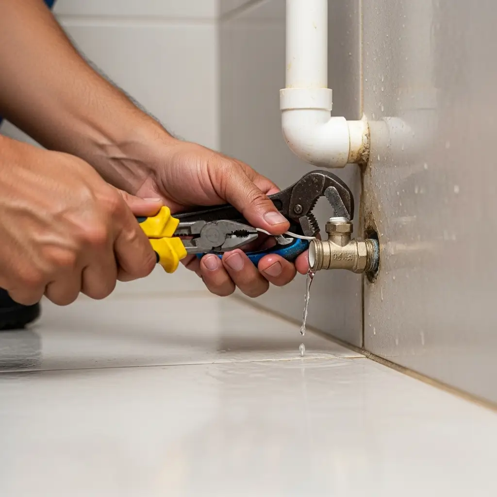 Encanador identificando vazamento