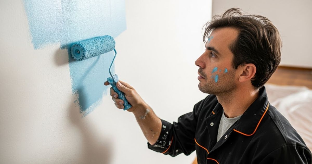 Parede residencial sendo pintada